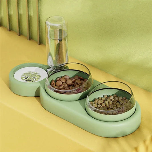 3 in 1 Dog Cat Bowls Water and Food Bowl Set